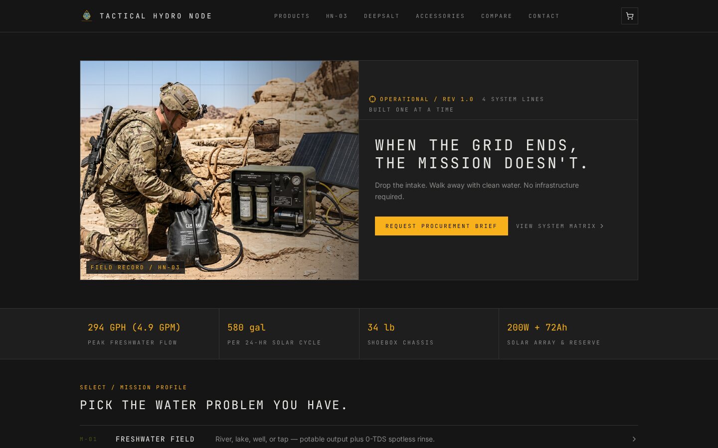 Tactical Hydro Node interface