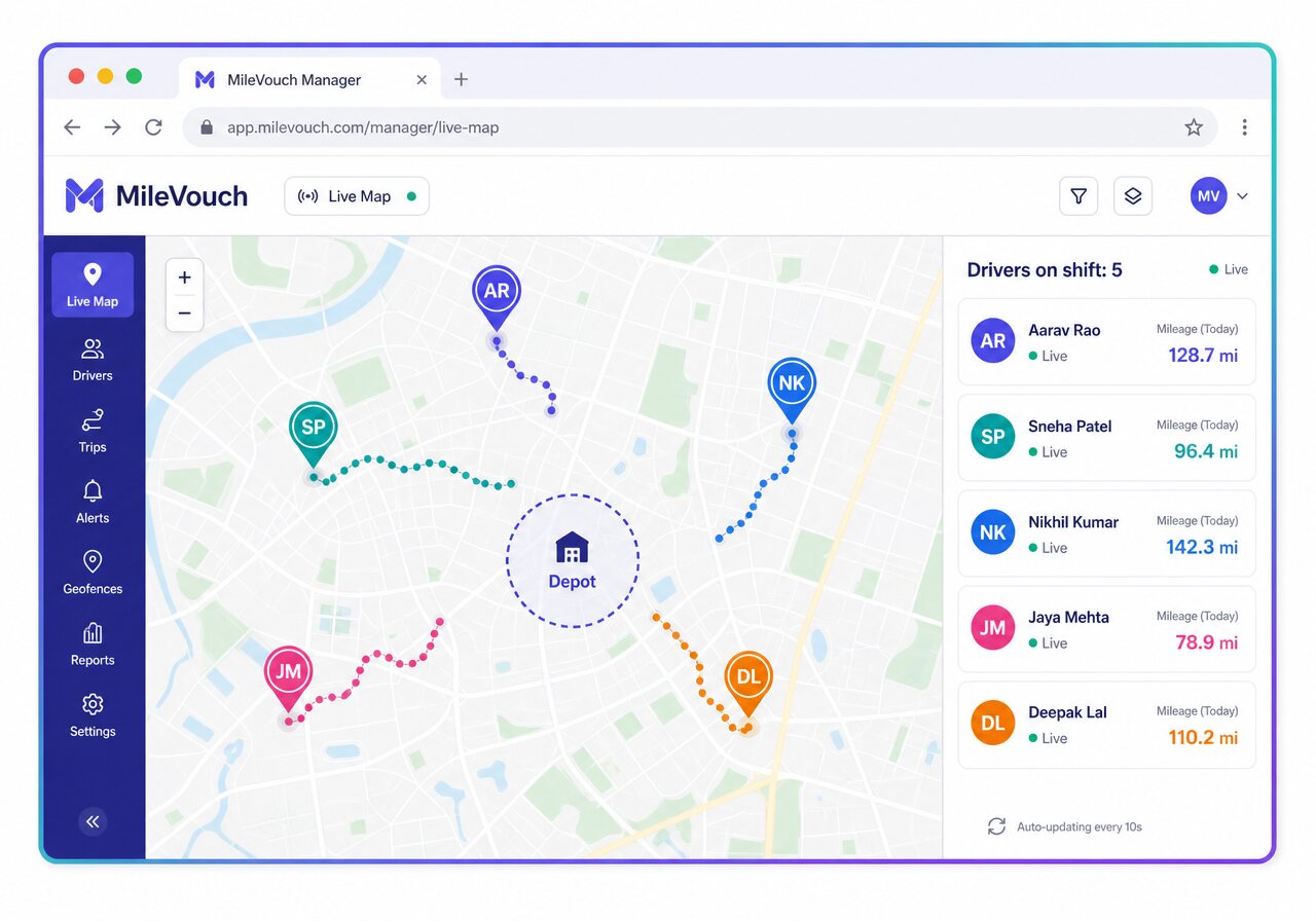Admin live map — every active shift in one view
